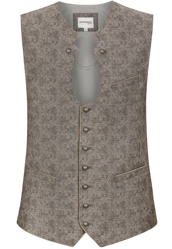 Stockerpoint Men's Trachtenweste Tino Traditional Waistcoat, Taupe, 44 - Image 1