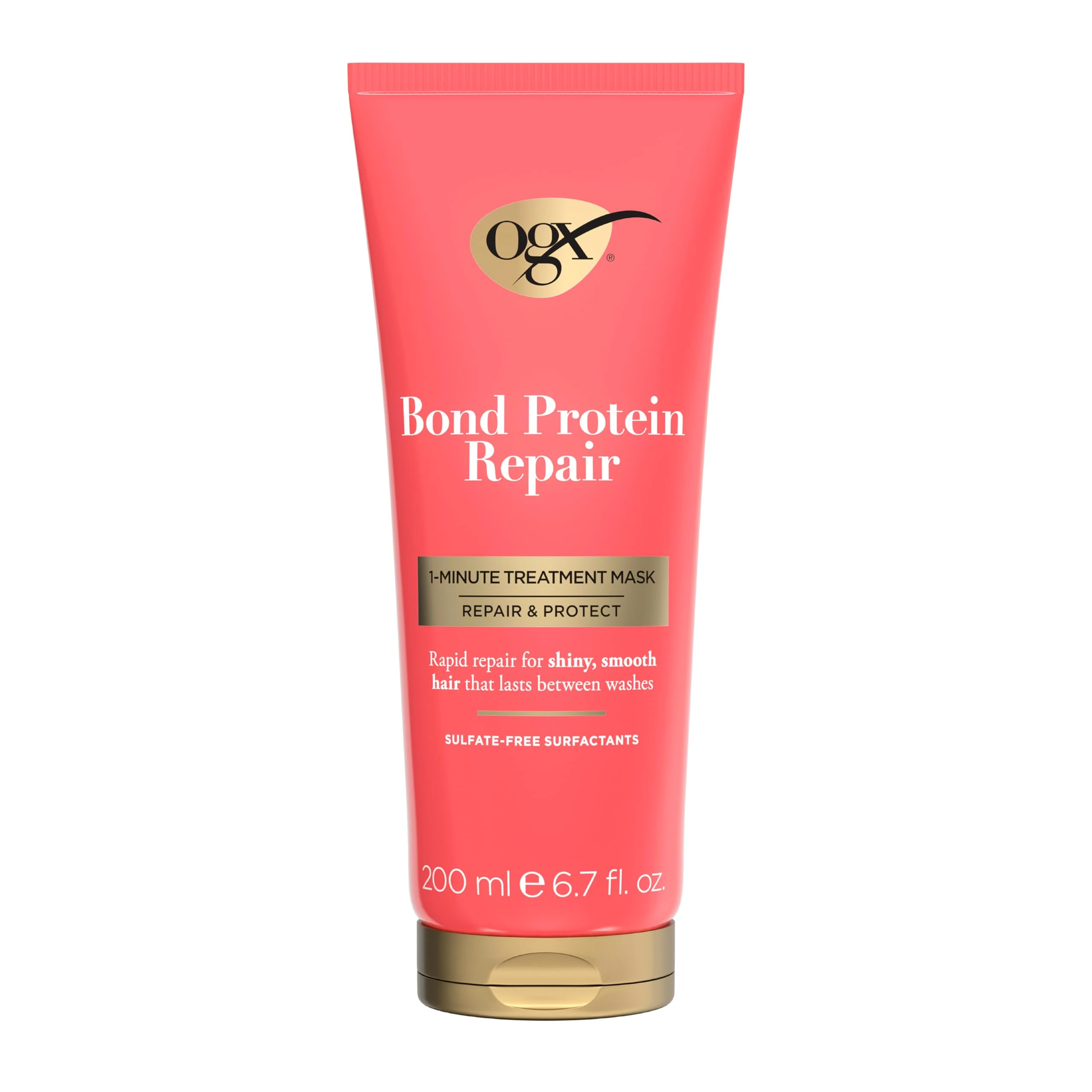 OGX Bond Protein Repair 1 Minute Treatment Mask, Repair & Protect, Rapid Repair for Shiny & Smooth Hair Between Washes, Sulfate Free, 200ml