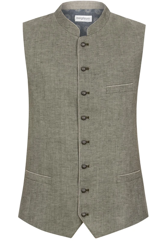 Bergfeuer Men's Trachtenweste Lucio Traditional Waistcoat, Olive, 34