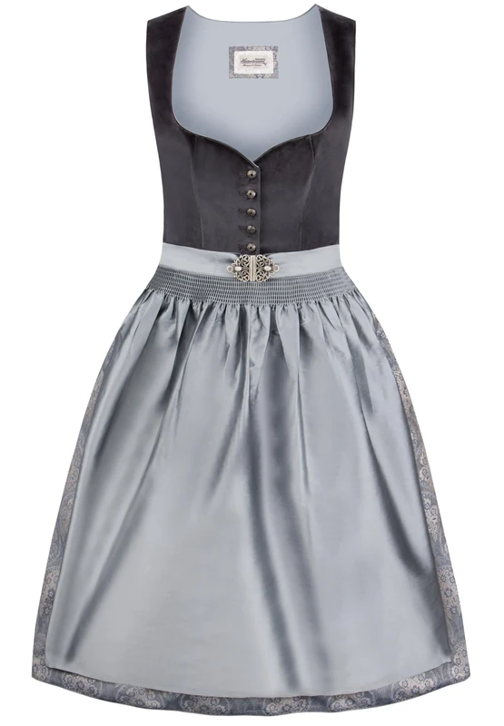 Heimatgwand Women's Dirndl Indira Special Occasion Dress, graphitegray, 6