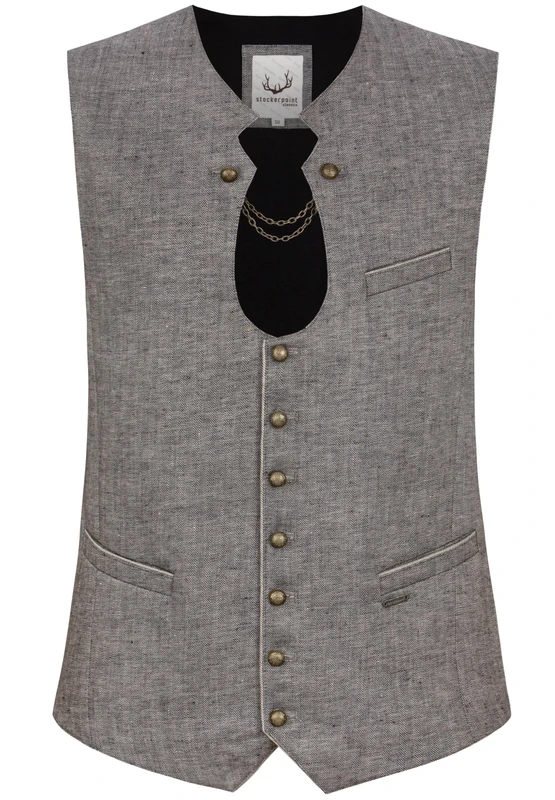 Bergfeuer Men's Trachtenweste Bennet Traditional Waistcoat, graphitegray, 34