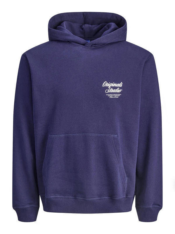 JACK & JONES Jornorrebro Typo Back Sweat Hood Sn, Ocean Cavern, S - Image 1