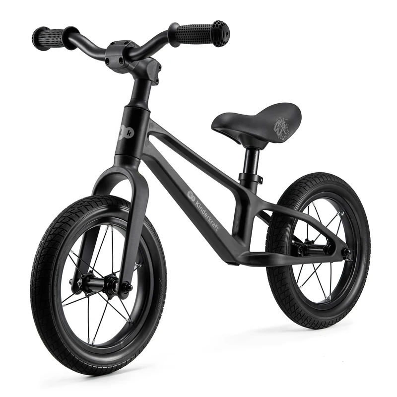 Kinderkraft ETER Balance Bike up to 35 kg, Light Running Bike, Children's Bicycle, 12 Inch Wheels, Nylon Frame, Height Adjustable Saddle, Limited Steering Latch, Rubber Handles, Sporty Design, Black
