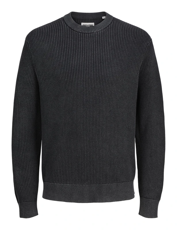 JACK & JONES Men's Jcomotion Knit Wash Crew Neck, Black, XL