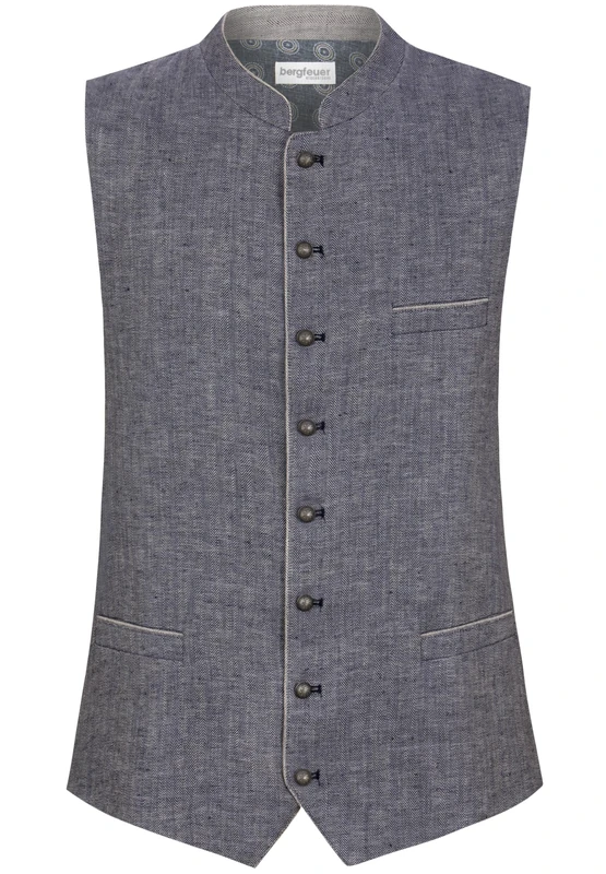 Bergfeuer Men's Trachtenweste Lucio Traditional Waistcoat, Indigo, 36