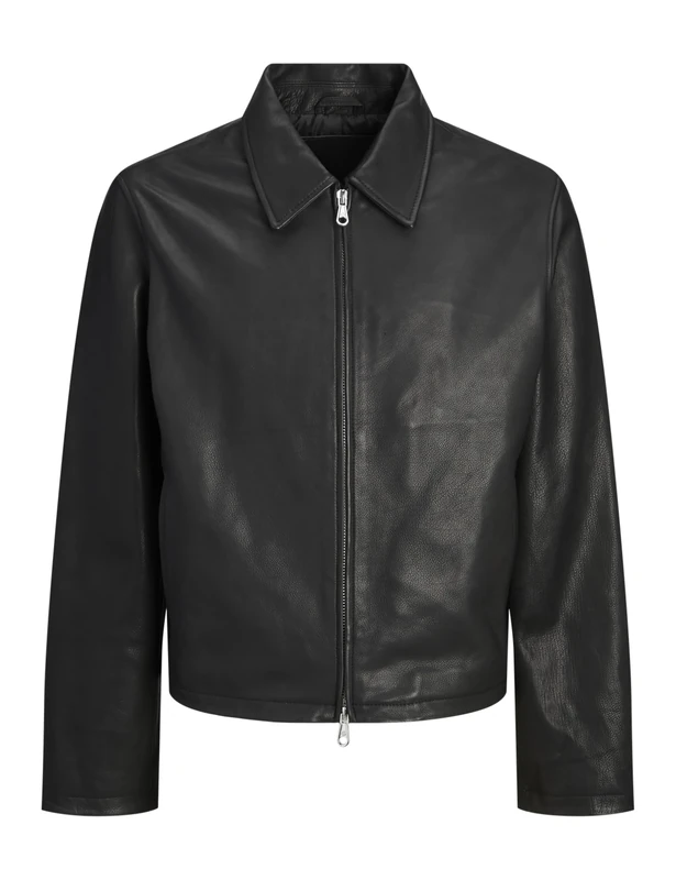 JACK & JONES Men's Jcosummit Leather Jacket, Black, x_l