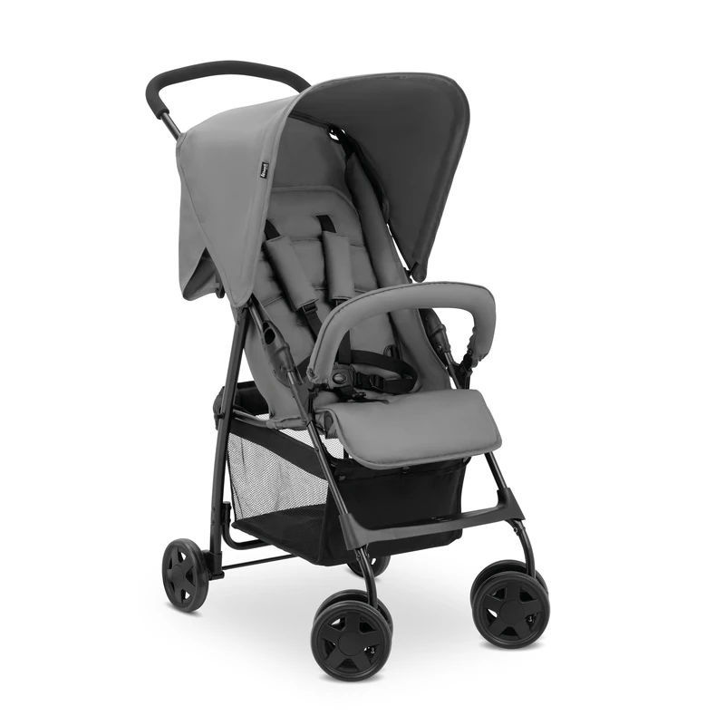 hauck Buggy Sport, Grey, Feather Light Travel Buggy, 5.9 kg, with Reclining Function for Children from Birth to 15 kg, Small Foldable, Large Shopping Basket up to 3 kg
