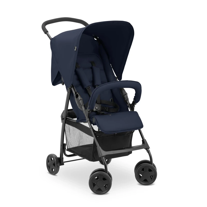 hauck Buggy Sport, Dark Blue, Feather Light Travel Buggy, 5.9 kg, with Reclining Function for Children from Birth to 15 kg, Small Foldable, Large Shopping Basket up to 3 kg