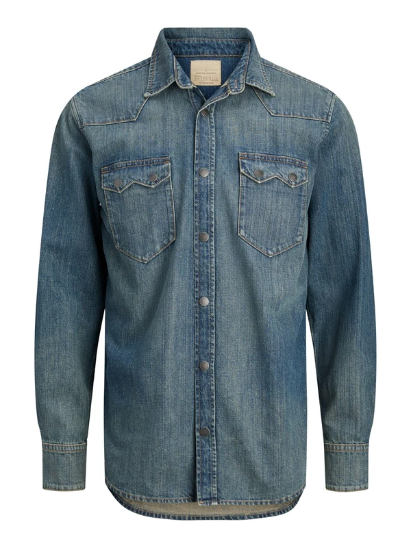 JACK & JONES Jjivincent Jjshirt Sq 844 Noos, Blue Denim, L - Image 1