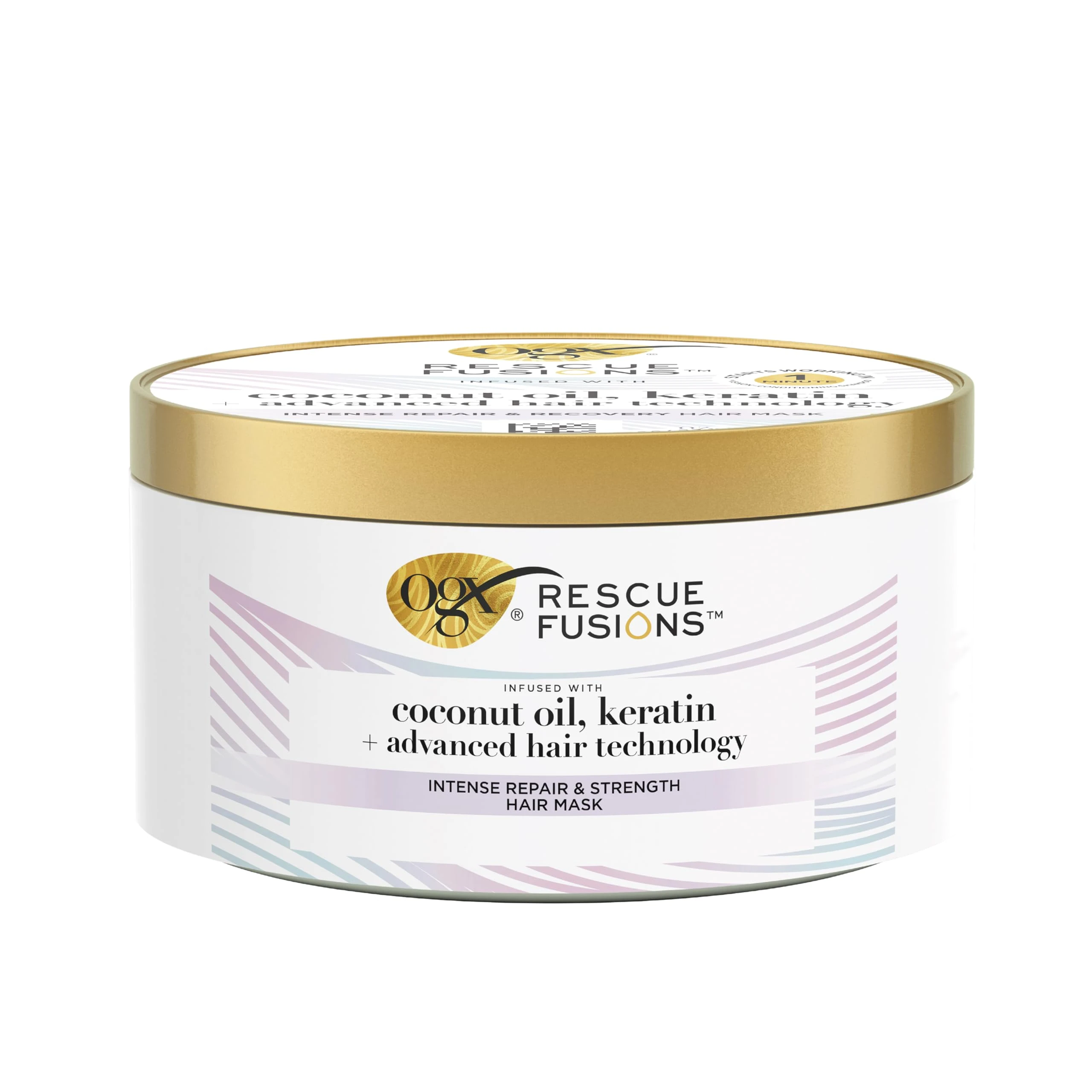 OGX Rescue Fusions Intense Repair & Strength Hair Mask, Infused with Coconut Oil, Keratin and Advanced Hair Technology, Clinically Proven to Visibly Repair Hair in One Use, 285ml