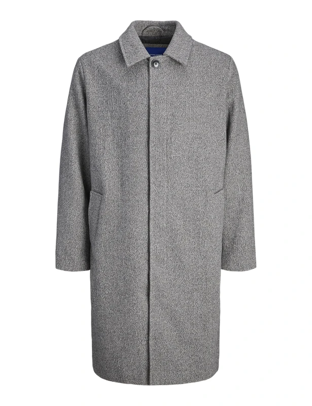 JACK & JONES Men's Jornorrebro Wool Blend Mac Coat, Chocolate Brown, L