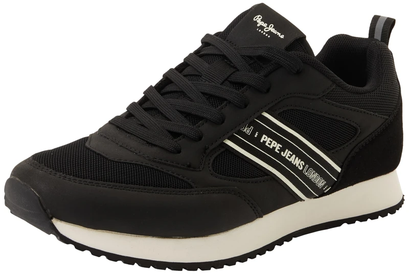 Pepe Jeans Men's M Tone Runner Sneak, Black(Black), 8 UK
