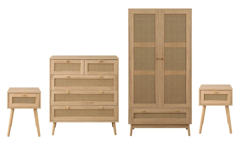 Birlea Oak Wooden 3 Piece Furniture Set Wardrobe Chest of Drawers Bedsides Croxley