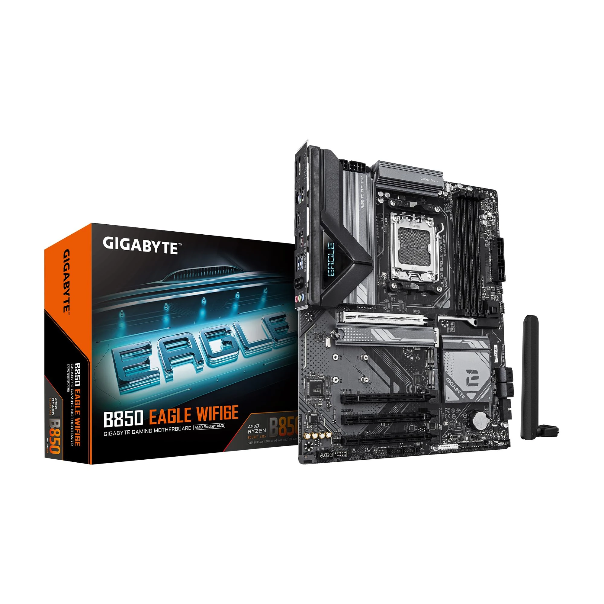 GIGABYTE B850 Eagle WIFI6E AMD AM5 LGA 1718 Motherboard, ATX, DDR5, 3X M.2, PCIe 5.0, USB-C, WIFI6E, 1GbE LAN, EZ-Latch, 5-Year Warranty