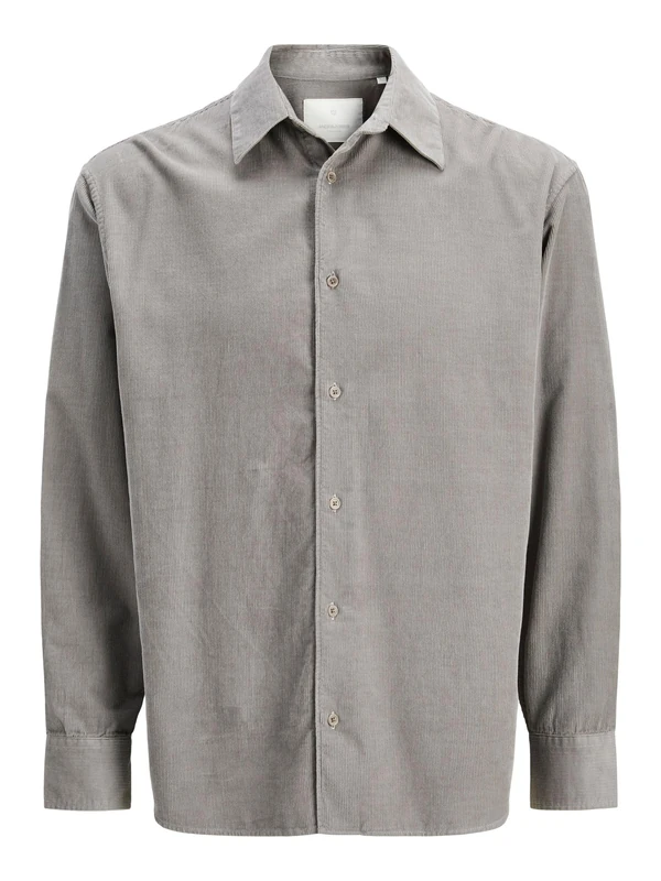 JACK & JONES Men's Jprccascot Corduroy L/S Shirt, Gray Flannel, L