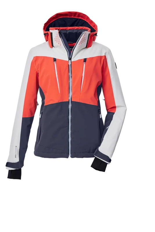 Killtec KSW 43 WMN Women's Ski Jacket with Zip-Off Hood, Snow Guard and Underarm Ventilation KSW 43 WMN Ski Jacket, Bright Coral, 36, 43422-000