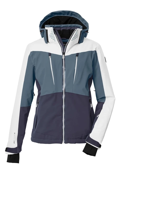 Killtec KSW 43 WMN Women's Ski Jacket with Zip-Off Hood, Snow Guard and Underarm Ventilation KSW 43 WMN Ski Jacket, Pigeon Blue, 44, 43422-000