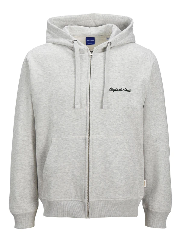 JACK & JONES Jornorrebro Emb Sweat Zip Hood Noos, White melange, XXL