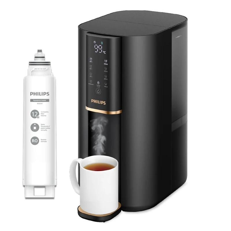 PHILIPS AquaShield RO water filtration station, instant heating, compact design for home and office, dimensions 200x302x404 mm, Black