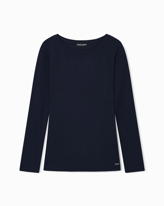 Emporio Armani WOMAN'S WARM RIB SWEATER BLUE L
