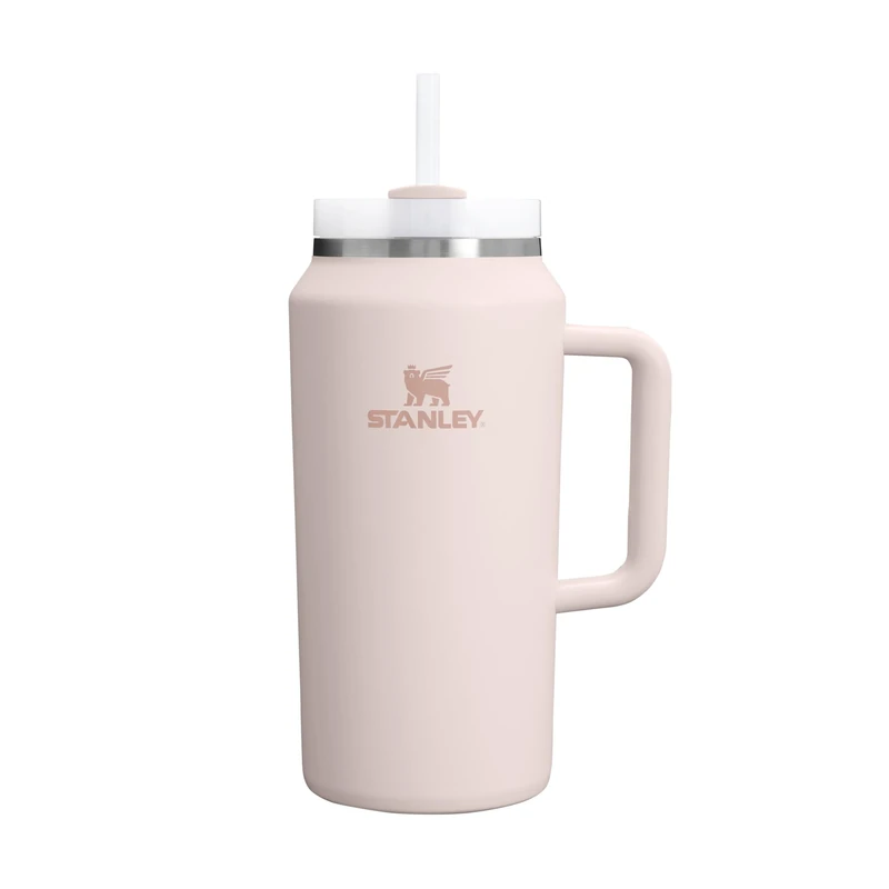 STANLEY 1913 Quencher H2.0 FlowState Tumbler 1.9L - Cold for 15 Hours - Iced for 60 Hours - Water Bottle with Straw, Handle and Lid - Dishwasher Safe - Travel Mug for Cold Drinks - Rose Quartz