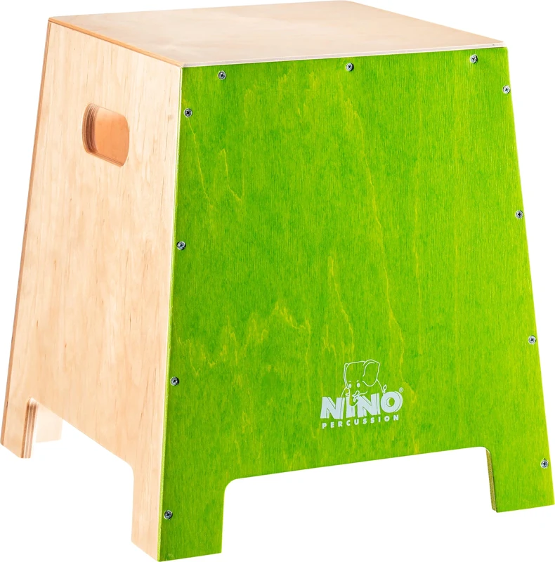 Nino Percussion Cajon Kids Instrument - Small Drum Box for Children from 3 Years - Musical Instrument - Playing Surface Baltic Birch, Green (NINO990GR)