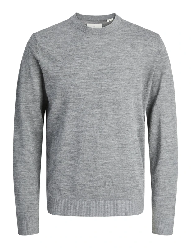 JACK & JONES Mens Jprccmerino Knit Crew Neck Sn, Medium Grey Melange, M UK