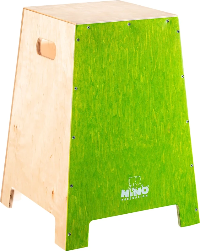 Nino Percussion Cajon Kids Instrument - Large Drum Box for Children from 3 Years - Musical Instrument - Playing Surface Baltic Birch, Green (NINO991GR)