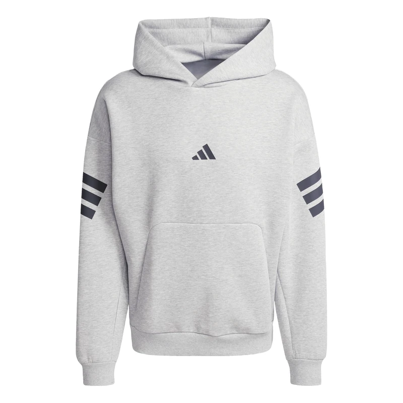 adidas Men's FUTURE ICONS THREE STRIPES HOODIE, medium grey heather, S
