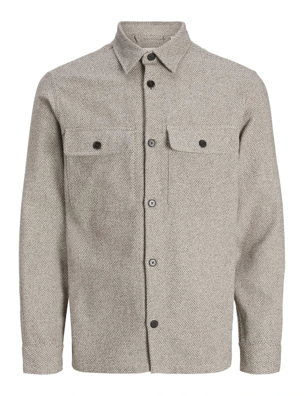 JACK & JONES Jprrayle Melange Solid L/S Sn Overshirt, Ermine, L Men's, erminates, L