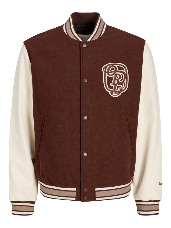 JACK & JONES Men's Jormeadows College Bomber Jacket Sn, Deep Mahogany, L