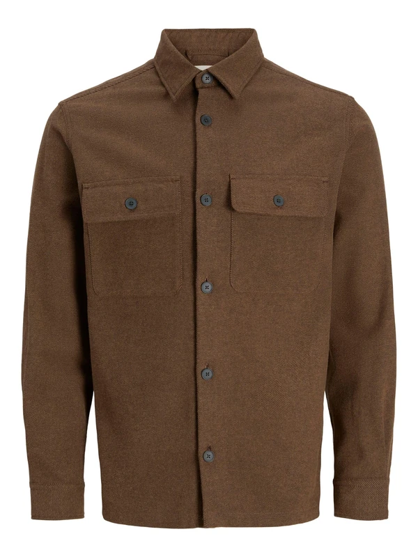 Jprrayle Melange Solid L/S Overshirt Sn, Malt Ball, S