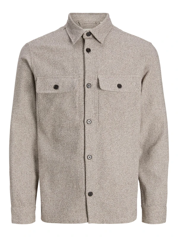 Jprrayle Melange Solid L/S Overshirt Sn, Ermine, S