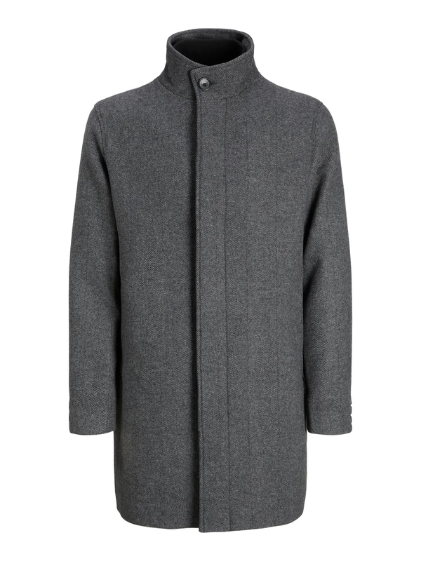 JACK & JONES Jprcckeith Wool Blend Stancollar Coat Sn, Dark grey blend, XS - Image 1