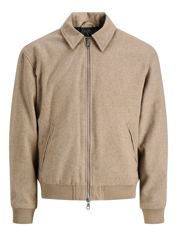 JACK & JONES Men's Jcocover Bomber Jacket, Greige, M