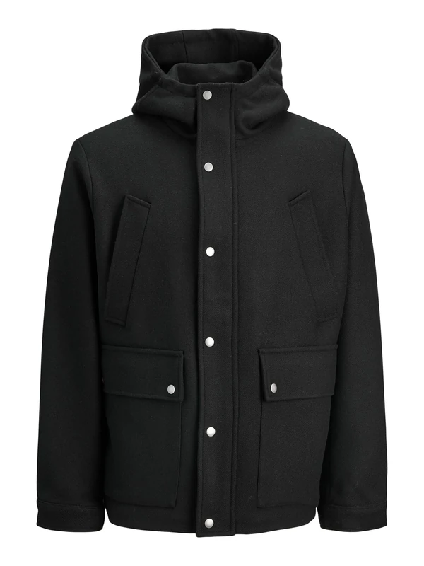 JACK & JONES Men's Jprblajess Wool Blend Parka, Black, XL, black, x_l