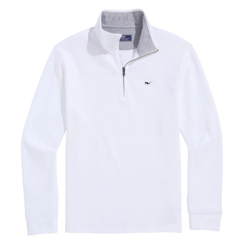 Vineyard Vines Men's Solid Saltwater Quarter-Zip, White Cap, Large