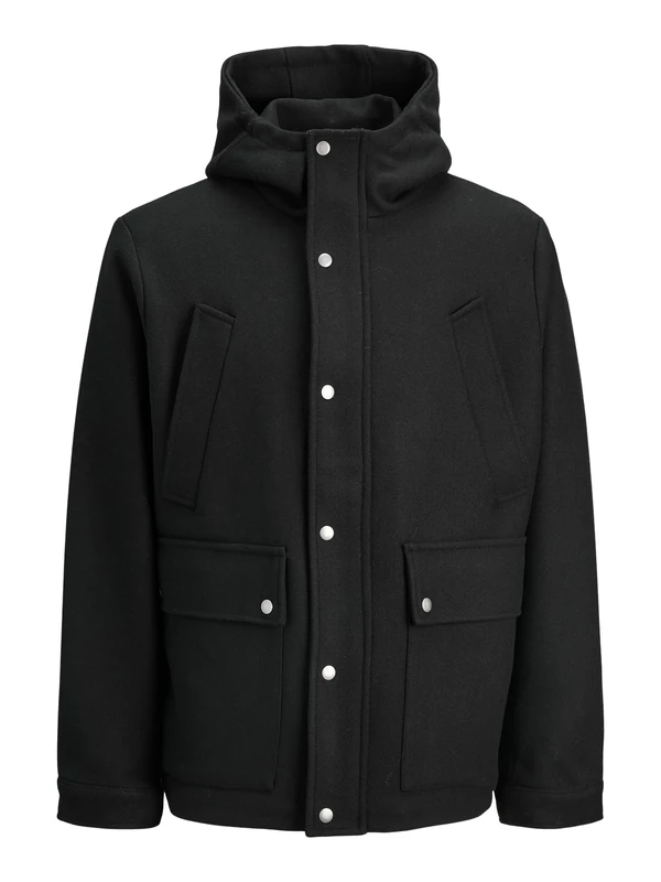 JACK & JONES Men's Jprblajess Wool Blend Parka, Black, M, black, M - Image 1
