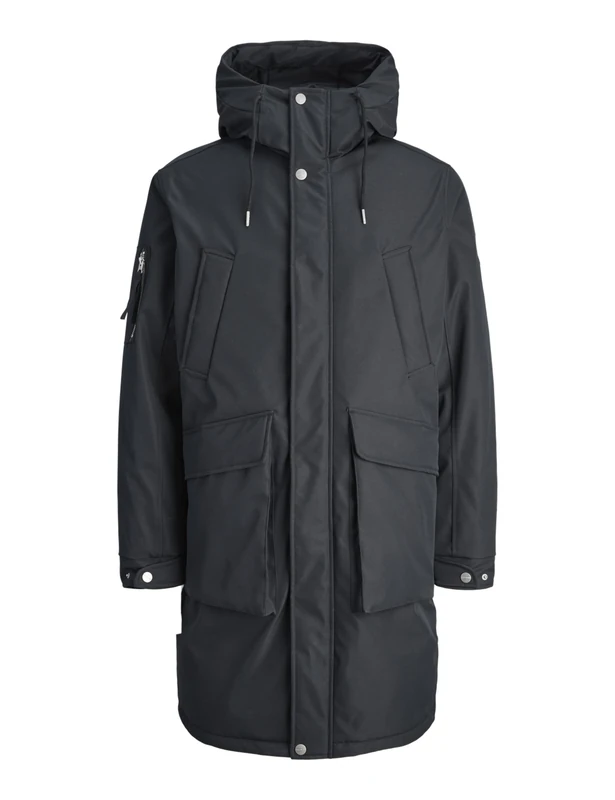 JACK & JONES Men's Jorinwood Twill Parka, Black, S, black, S