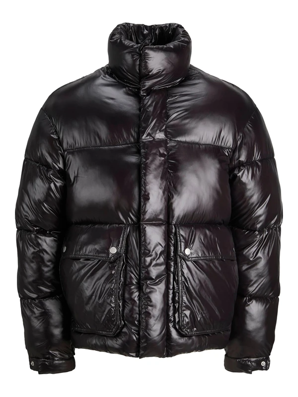JACK & JONES Men's Joryork Shiny Puffer Jacket, Black, S - Image 1
