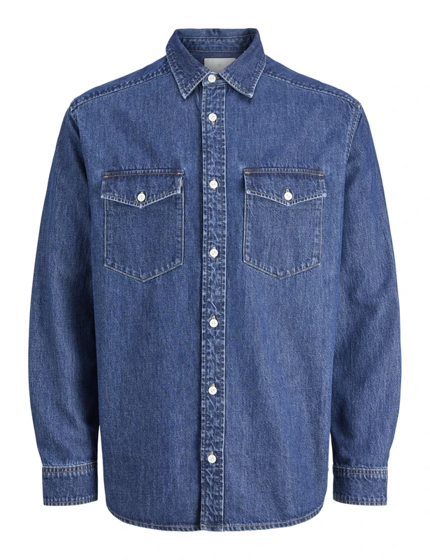 JACK & JONES Jprccwalter Denim L/S Shirt, Blue Denim, M
