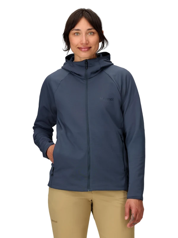 Marmot Women's Leconte Fleece Hoody, Warm Fleece Jacket, Full Zip Jacket, Breathable, Wind Resistant Body Warmer, packable, ideal for hiking & ski layering, Thunderhead, S