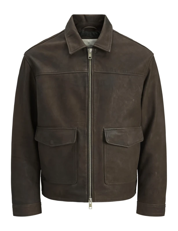 JACK & JONES Men's JKT Jprcclewis Leather Jacket, Chocolate Brown, M