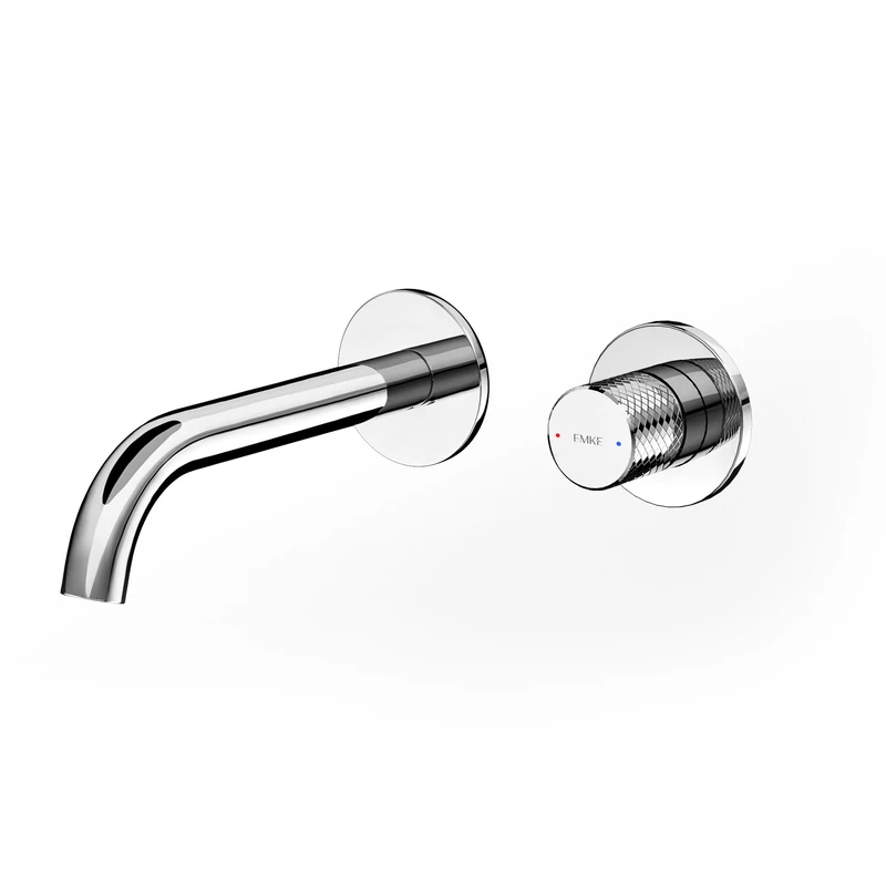 EMKE Chrome Recessed Basin Mixer Tap - 2 Hole Mixer Tap with Aerator, Single Lever Mixer, Modern Bathroom Faucet, Water Saving, Easy Installation (281x140x65mm)