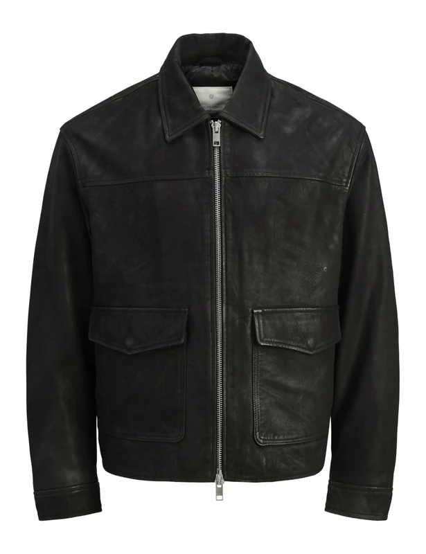 JACK & JONES Men's Jprcclewis Leather Jacket - Black, M