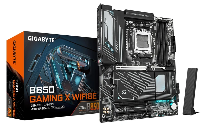 Gigabyte B850 GAMING X WIFI6E Motherboard - AMD Ryzen 9000 Series CPUs, 12+2+2 Phases Digital VRM, up to 8200MHz DDR5 (OC), 1xPCIe 5.0 + 2xPCIe 4.0 M.2, 2.5LAN, WIFI 6E, USB 3.2 Gen 2x2