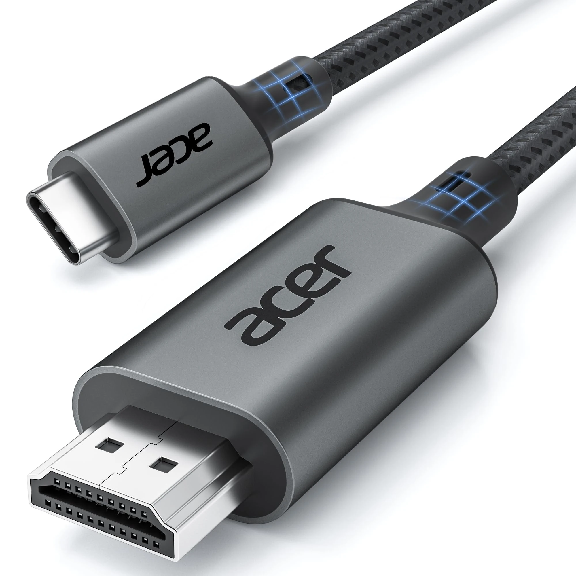 acer USB C to HDMI Cable 4K@60Hz 2M, Crystal-Clear UHD USB Type-C to HDMI 2.0 Cable, Thunderbolt 4 3 to HDMI Cord Compatible with iPhone 16, MacBook Pro/Air, iPad Pro, Surface Book 2, Galaxy S24