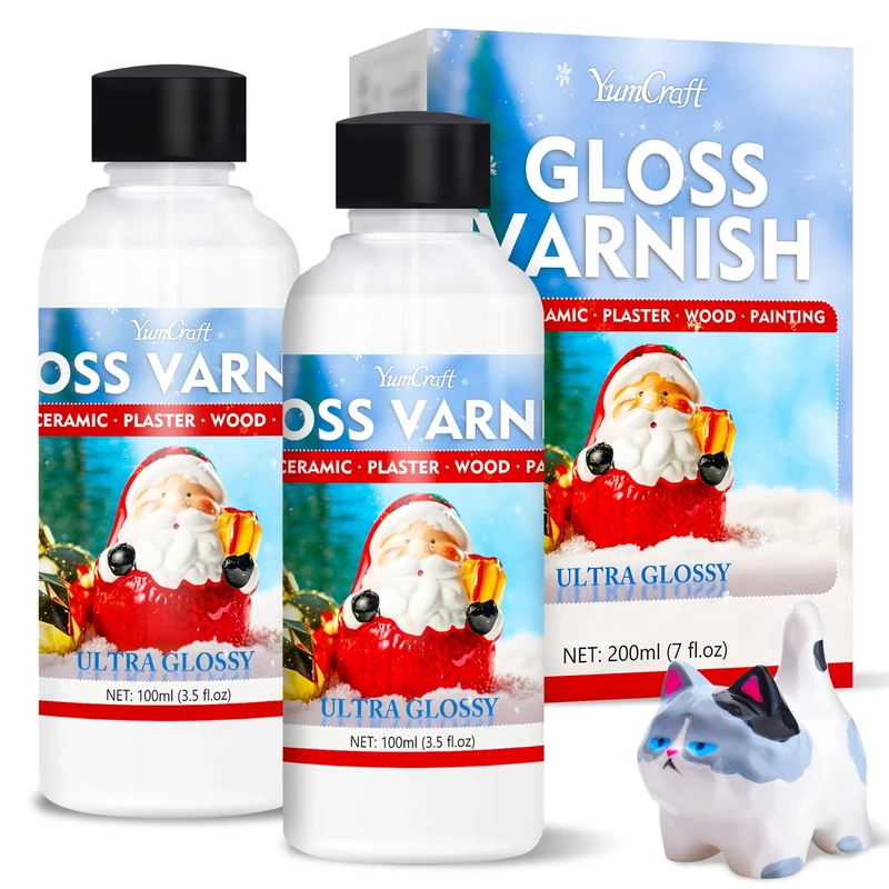 Air Dry Clay Glaze 200ml, Clay Varnish for Air Drying Clay, High Gloss Air Dry Clay Sealant for Airdry Clay, Pottery, Ceramic, Plaster, Wood, Varnish Glaze Prevent Crack and Yellow, Scratch and Wear