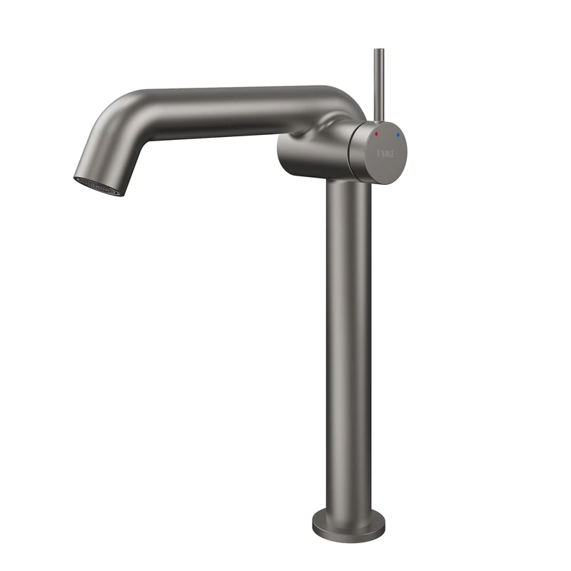 EMKE Anthracite Bathroom Faucet, Brass Single Lever Mixer Tap, Ceramic Cartridge, 332 x 220 x 76 mm, Easy Installation, Neoperl Aerator, Water Saving, Washbasin Tap - Image 1