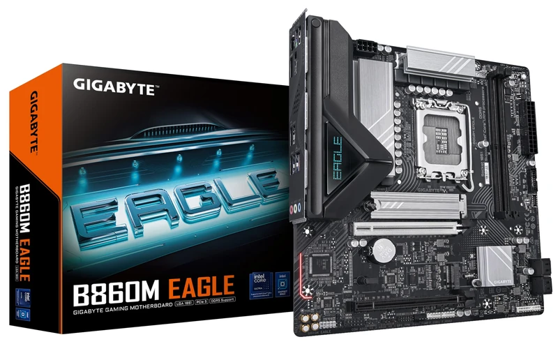 GIGABYTE B860M EAGLE Motherboard - Intel Core Ultra Series CPUs, 6+1+2+1 Phases VRM, up to 9066MHz DDR5, 1xPCIe 5.0 + 1xPCIe 4.0 M.2, 2.5GbE LAN, USB 3.2 Gen 1